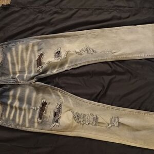 Men's Distressed Gray Jeans